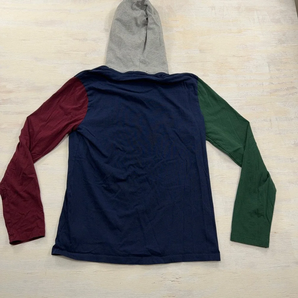 Polo Ralph Lauren Hoodie T-Shirt Medium Colorblock Long Sleeve Navy Mens